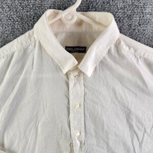 Dolce & Gabbana Ivory Italy 17.5 Stretch Button Up Shirt Long Sleeve Designer
